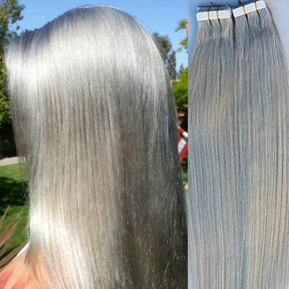 HAIR FAUX YOU Accessories - 20" Human Tape In Hair Extensions LIGHT ASH BLONDE